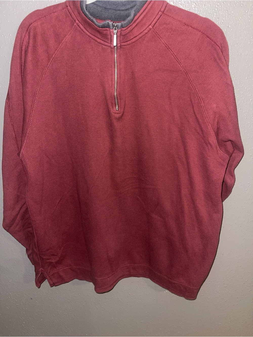 Roundtree & Yorke Men's Zip-Front Sweater in Brick Red